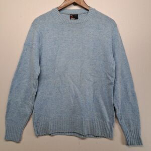 Vintage Robert Bruce Blue Wool Blend Crewneck Sweater Mens Large Made USA Knit